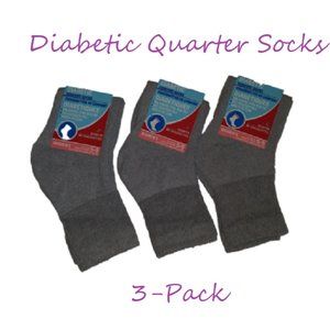 Diabetic Quarter Socks for Women - Gray - Set of 3